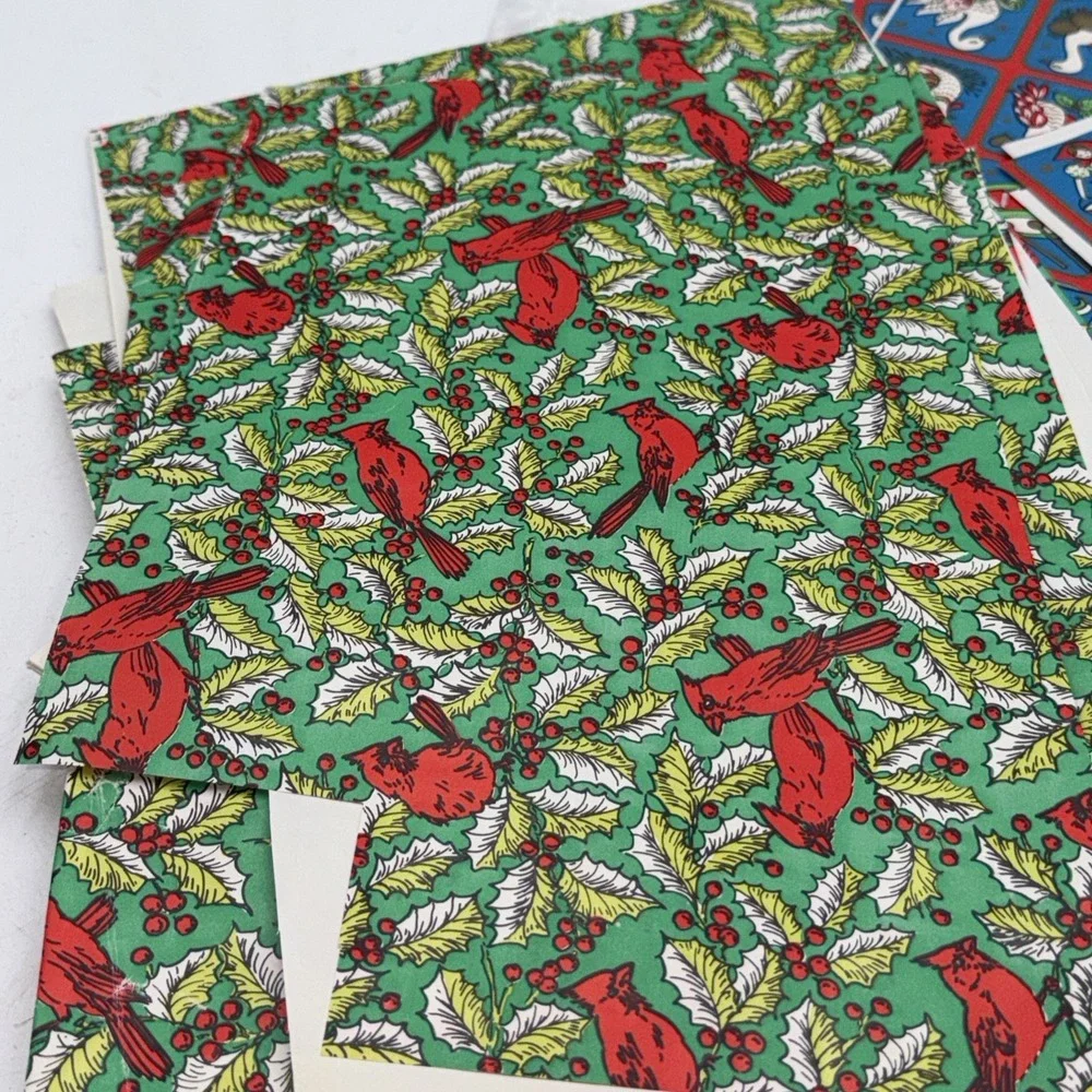 NOS Sheets Vintage Flat Vintage Christmas Gift Wrap + Cards Current Co. 1982